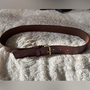 DKNY Brown Leather Belt with Gold Buckle